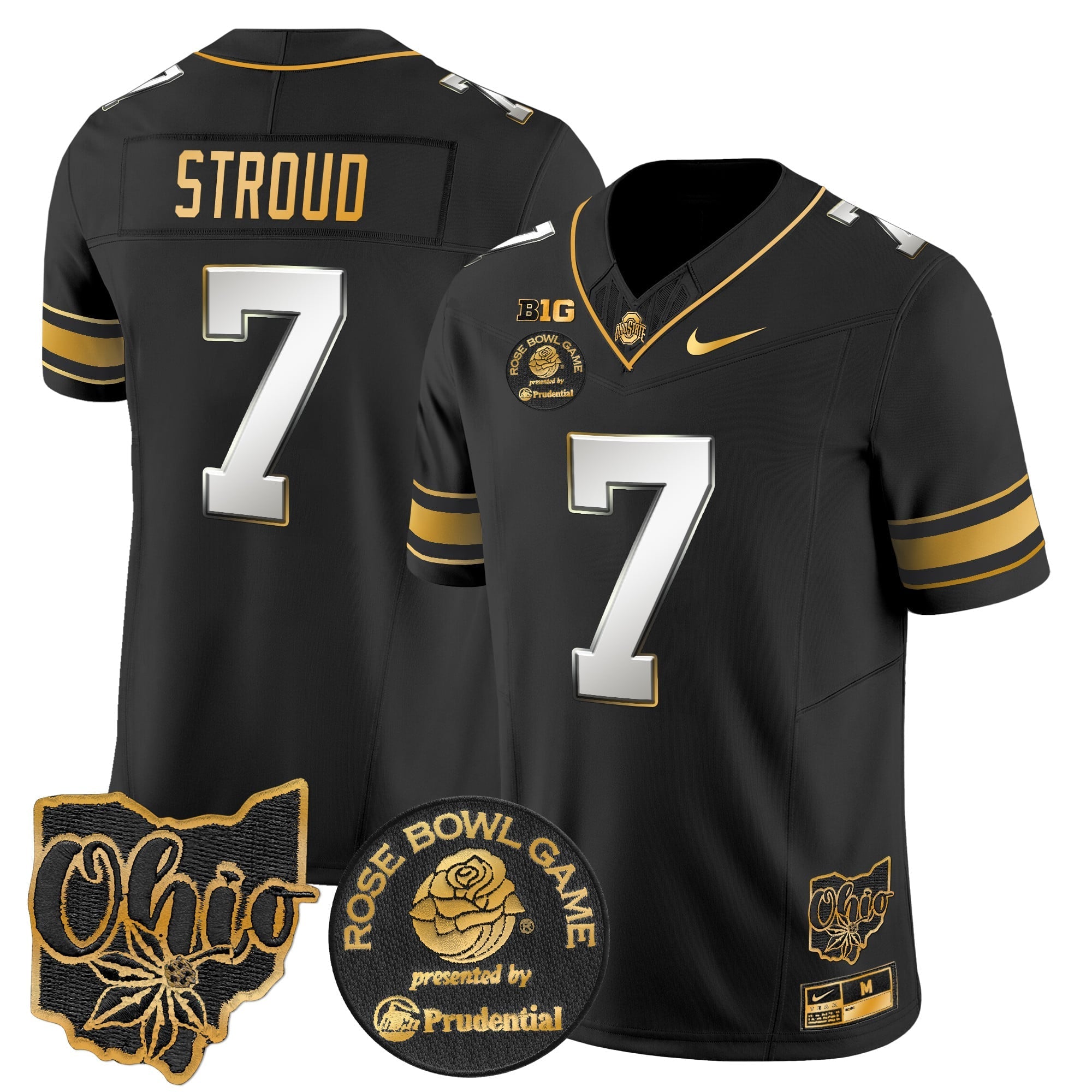 Men's Ohio State Buckeyes Rose Bowl Gold Vapor Limited Jersey - All Stitched