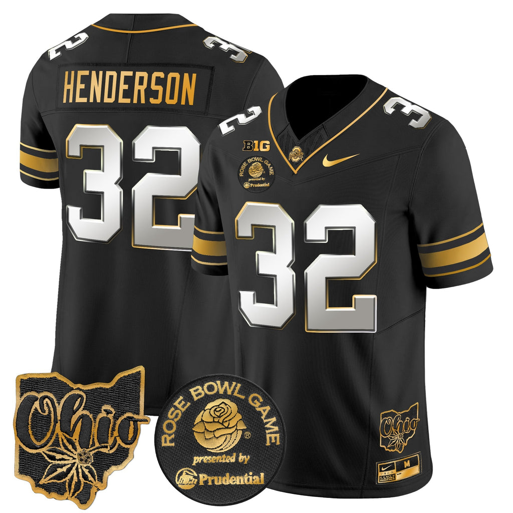 Men's Ohio State Buckeyes Rose Bowl Gold Vapor Limited Jersey - All Stitched