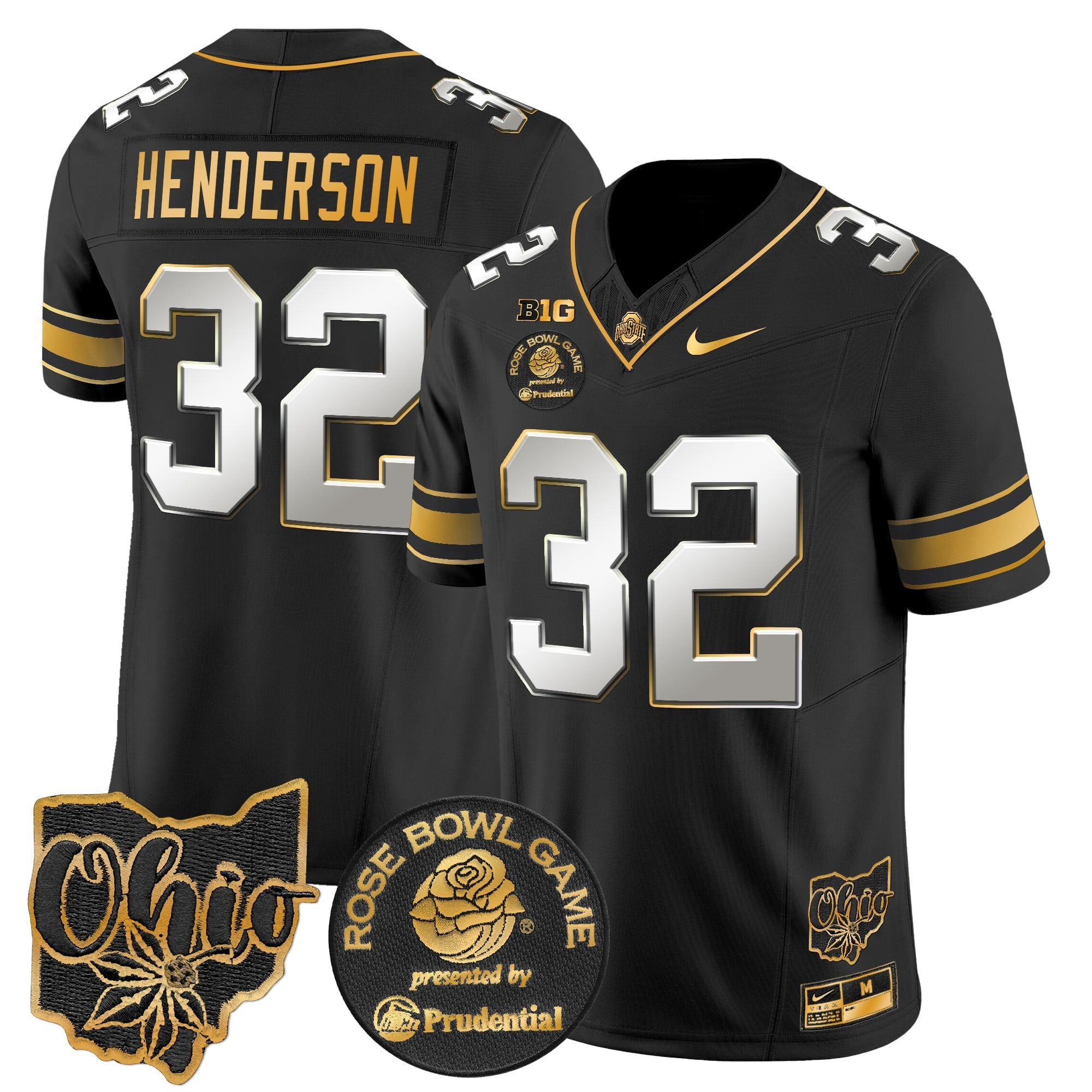 Men's Ohio State Buckeyes Rose Bowl Gold Vapor Limited Jersey - All Stitched