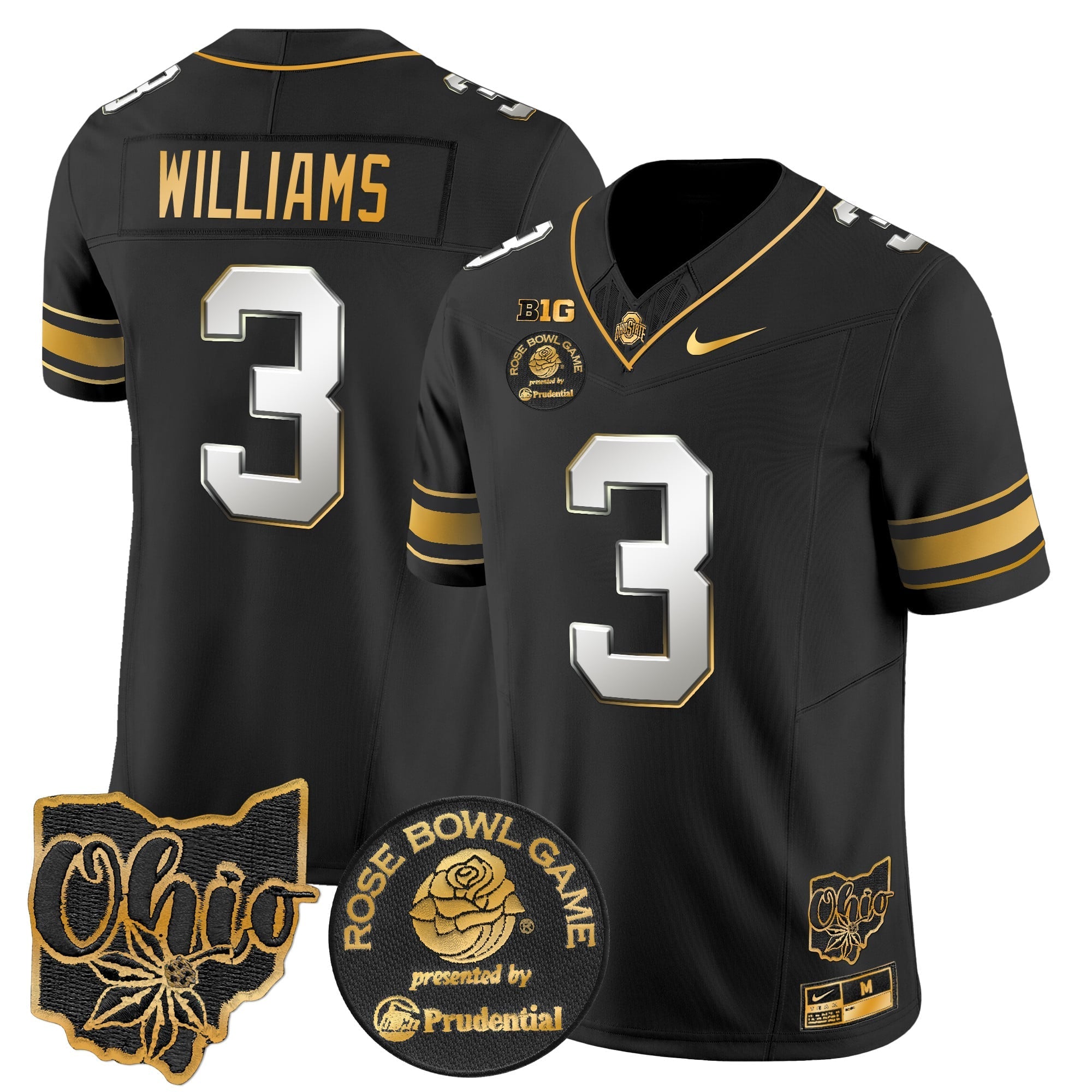 Men's Ohio State Buckeyes Rose Bowl Gold Vapor Limited Jersey - All Stitched