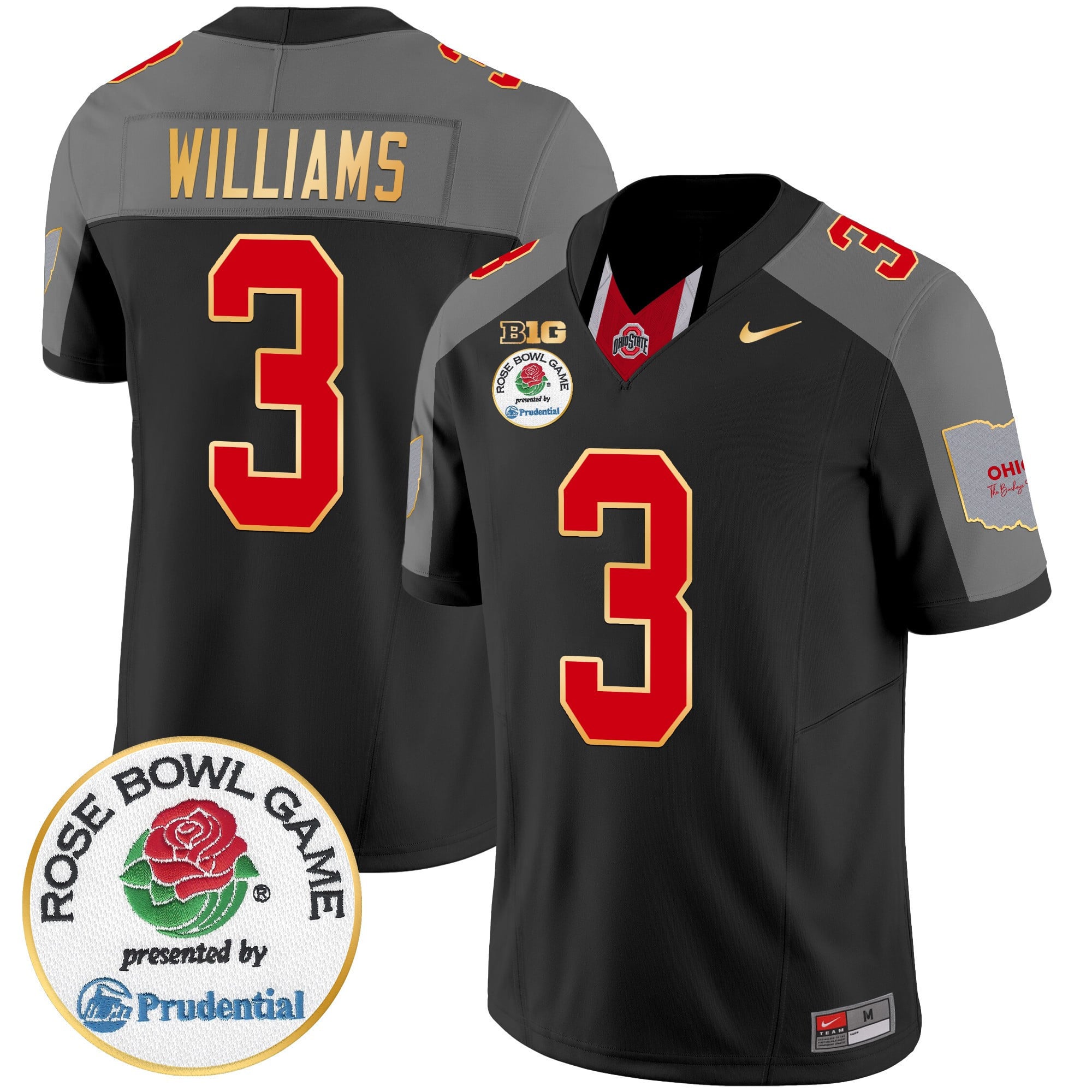 Men's Ohio State Buckeyes Rose Bowl Gold Trim Vapor Limited Jersey - All Stitched