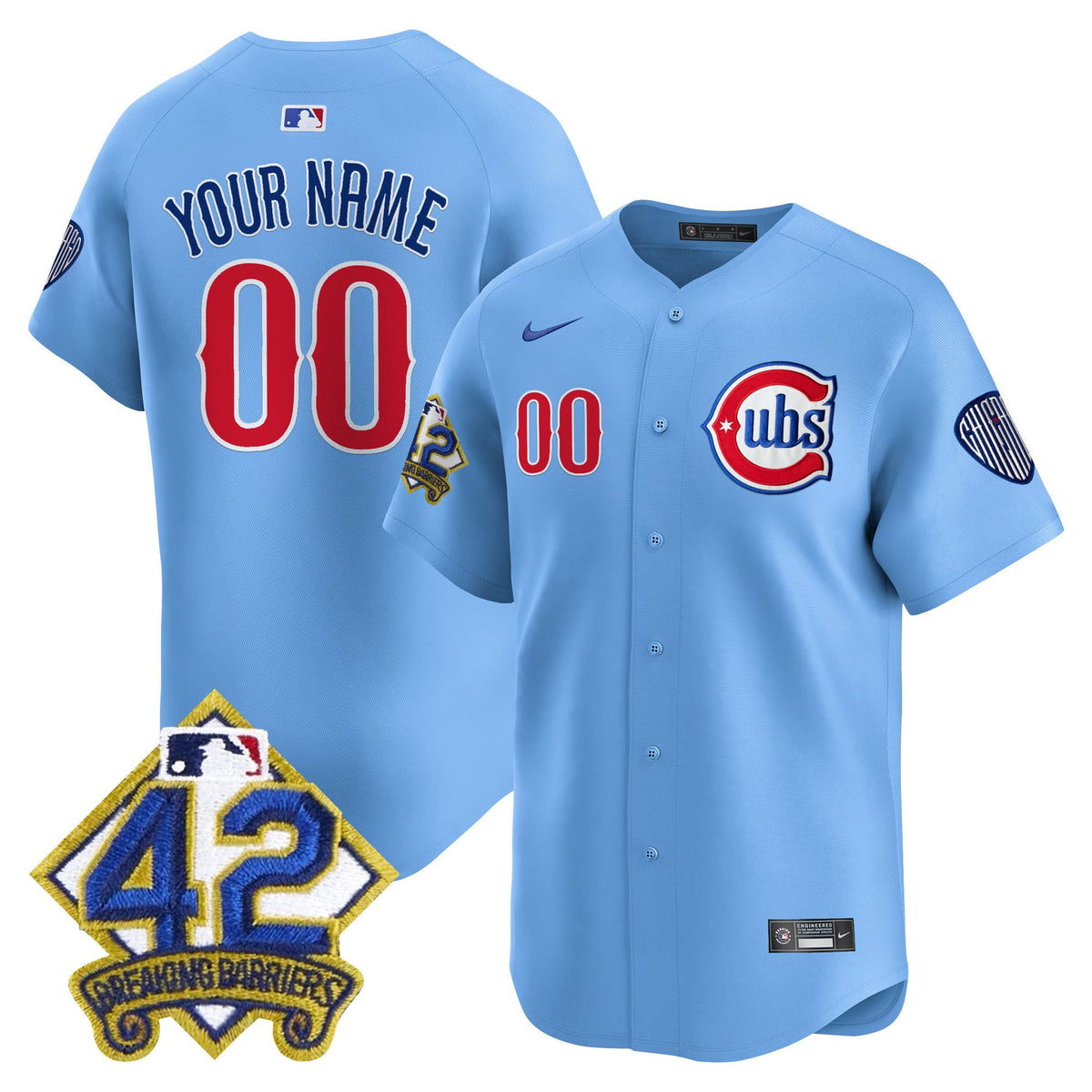 Chicago Cubs 2025 Jackie Robinson Patch Vapor Premier Limited Custom Jersey - All Stitched