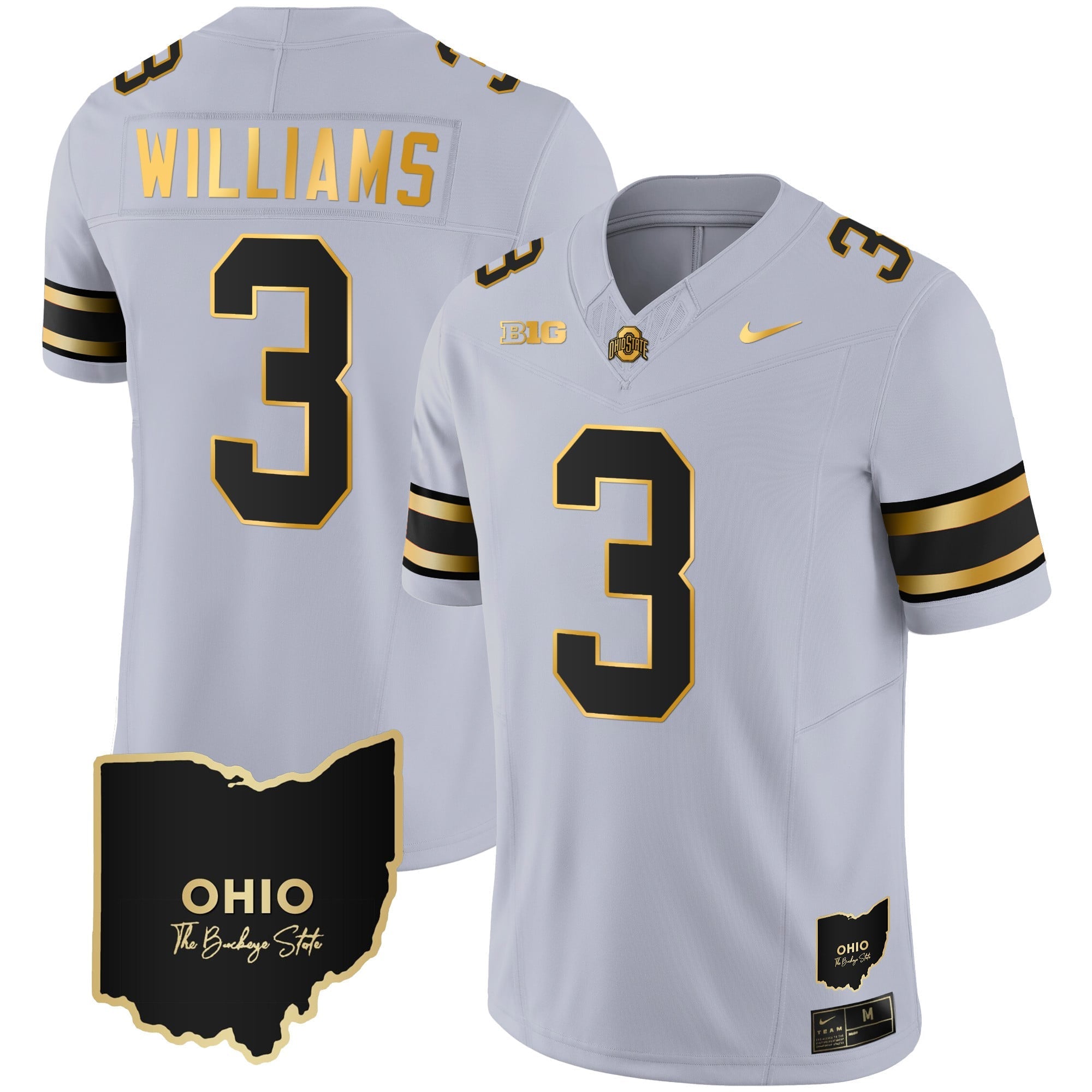 Men's Ohio State Buckeyes 2023 Vapor Limited Gold Jersey - Ohio Patch - All Stitched