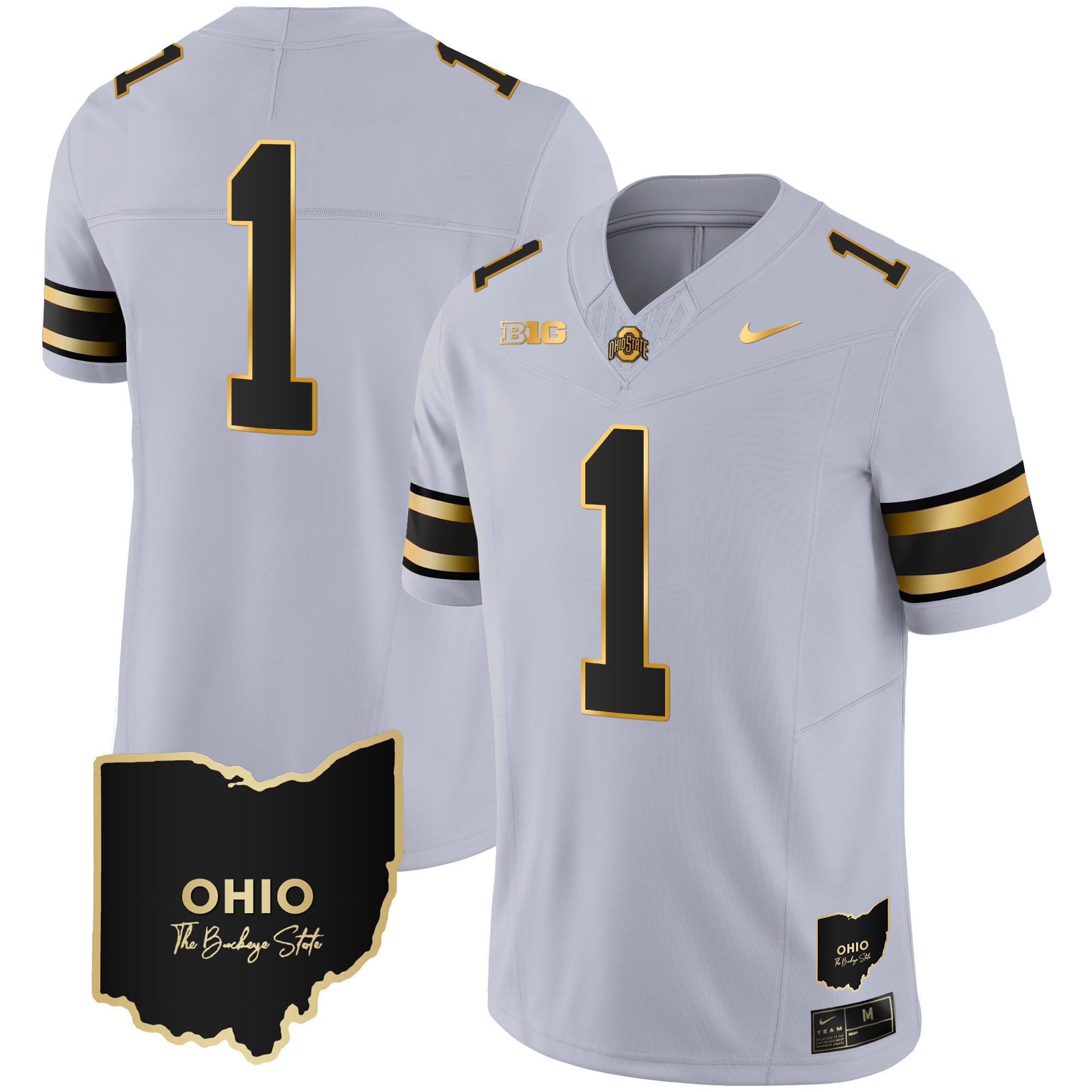 Men's Ohio State Buckeyes 2023 Vapor Limited Gold Jersey - Ohio Patch - All Stitched