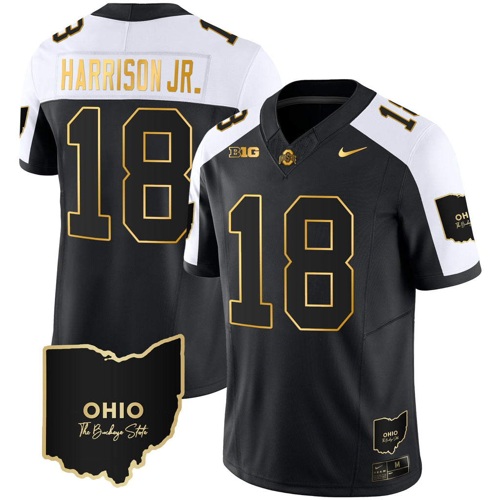 Men's Ohio State Buckeyes 2023 Vapor Limited Gold Jersey - Ohio Patch - All Stitched