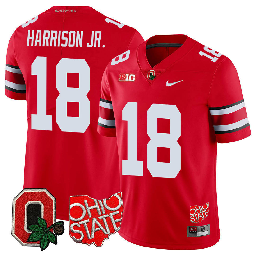 Men's Ohio State Buckeyes Ohio State & Logo Patch Jersey - All Stitched