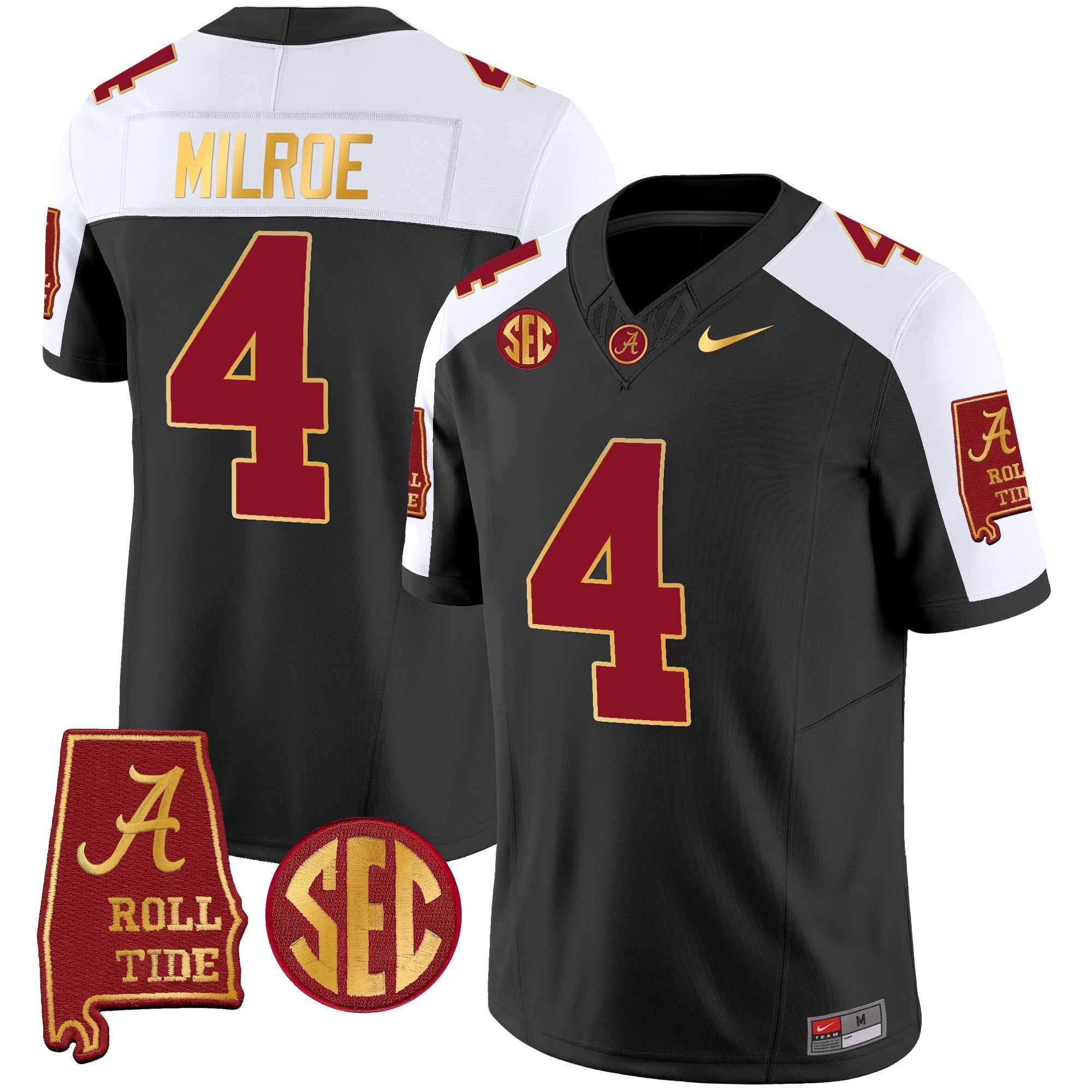 Men's Alabama Crimson Tide Gold Trim Vapor Jersey V2 - Alabama Map - All Stitched