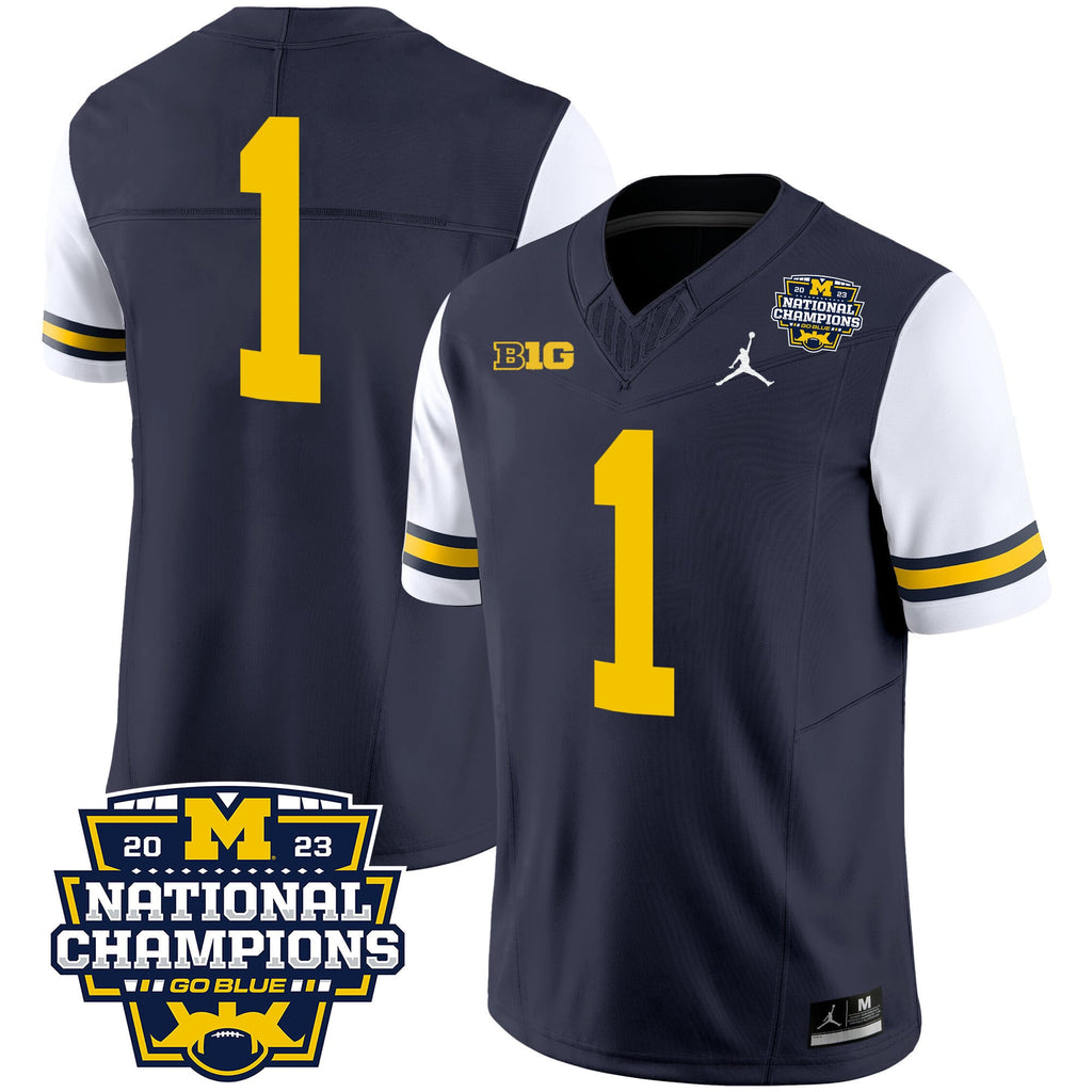 Men's Michigan Wolverines 2023 National Champions Patch Vapor Jersey V2 - All Stitched