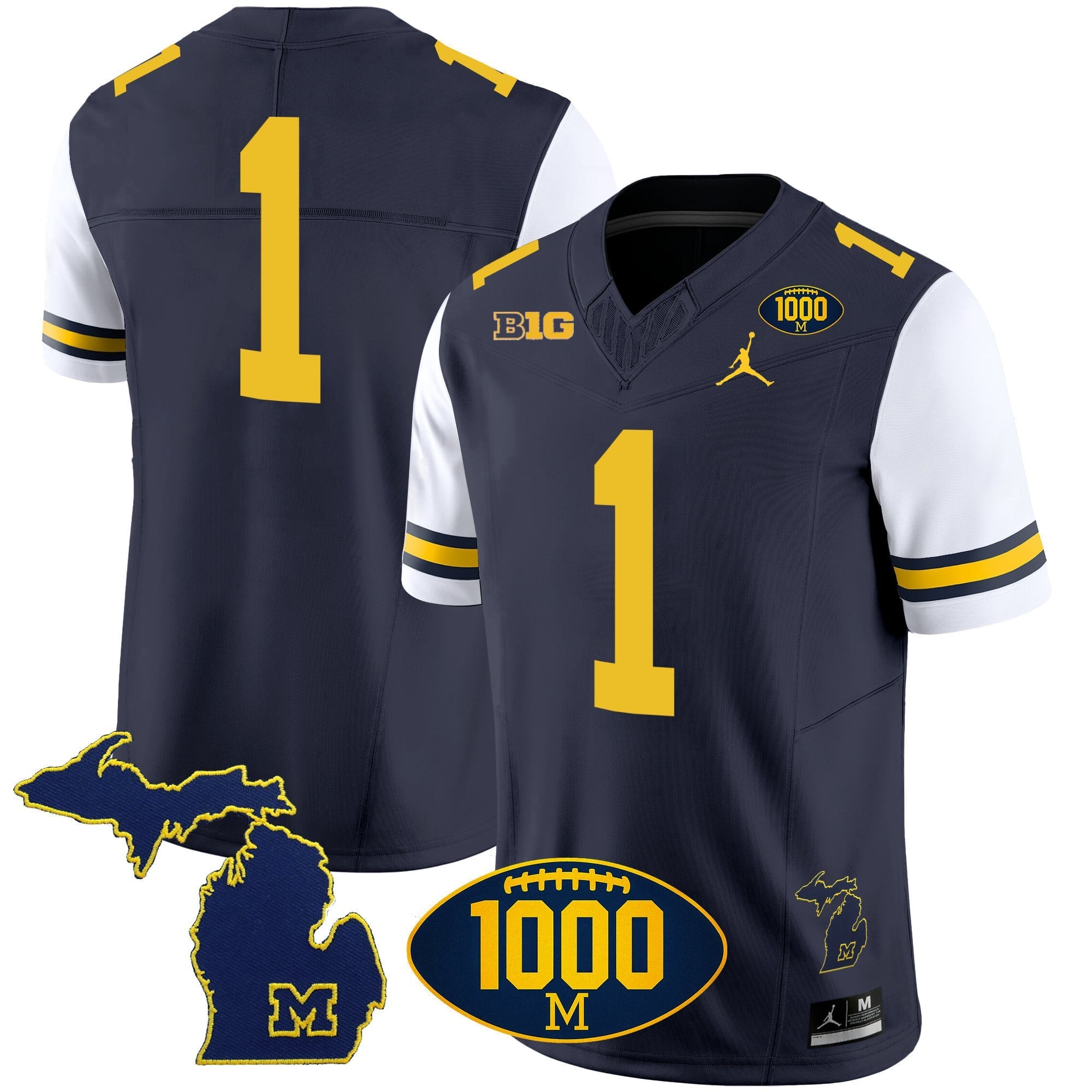 Men's Michigan Wolverines 1000 Wins Patch Vapor Jersey V3 - All Stitched