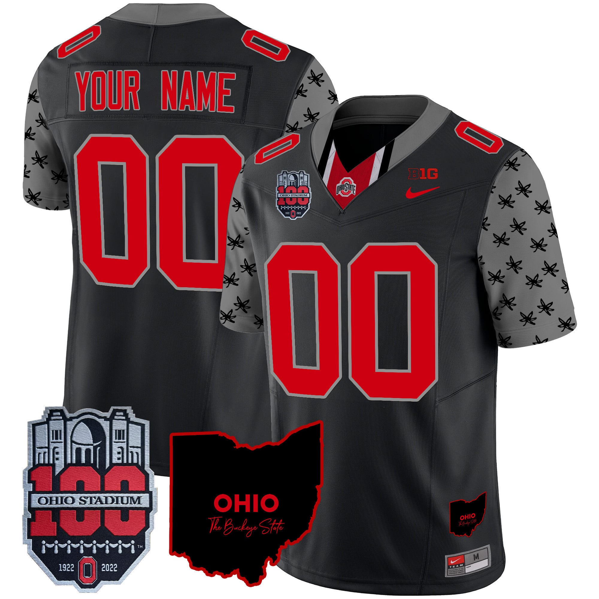 Custom Name/Gender Ohio State Buckeyes 100th Anniversary Patch Vapor Limited Jersey - All Stitched