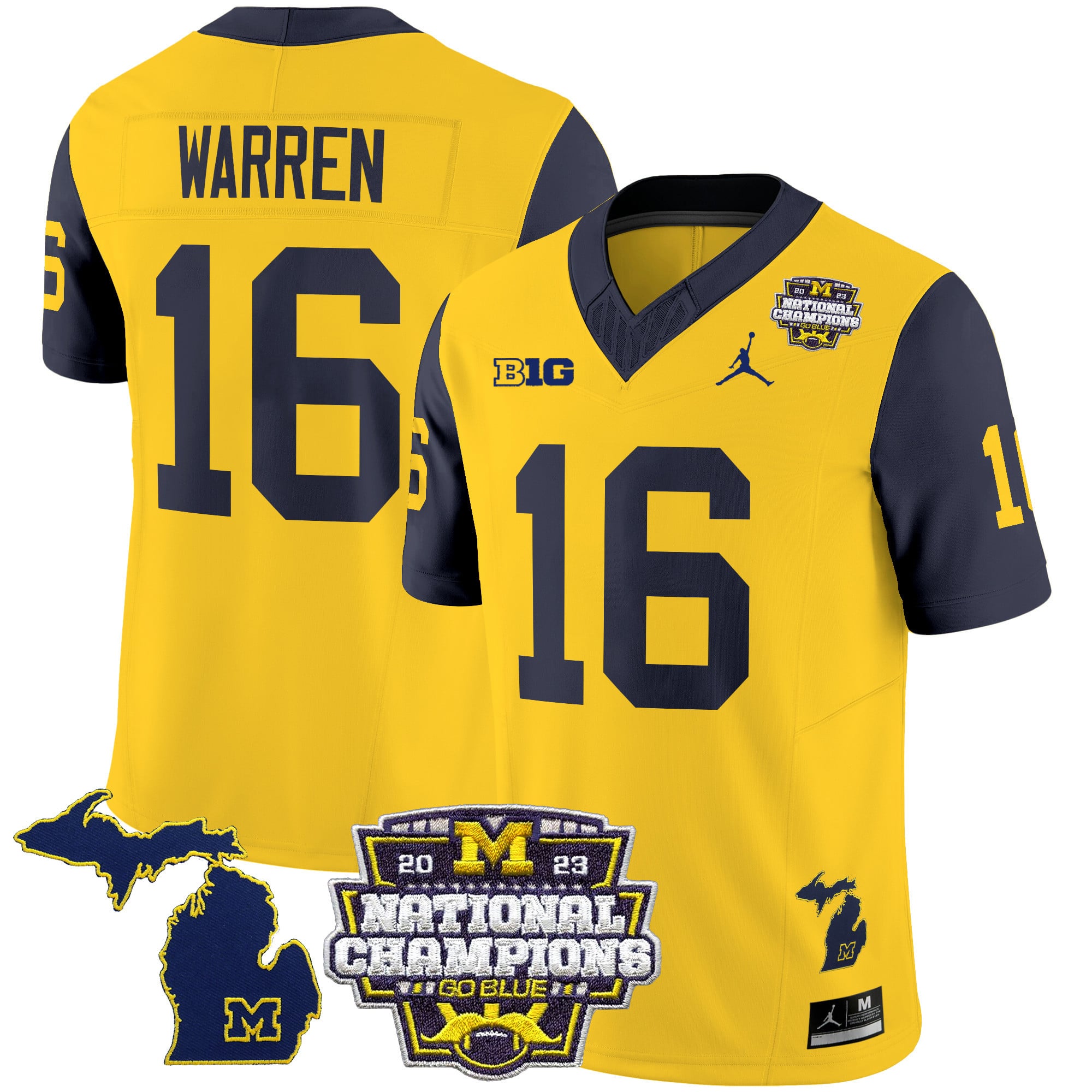 Men's Michigan Wolverines 2023 National Champions Patch Vapor Jersey V6 - All Stitched