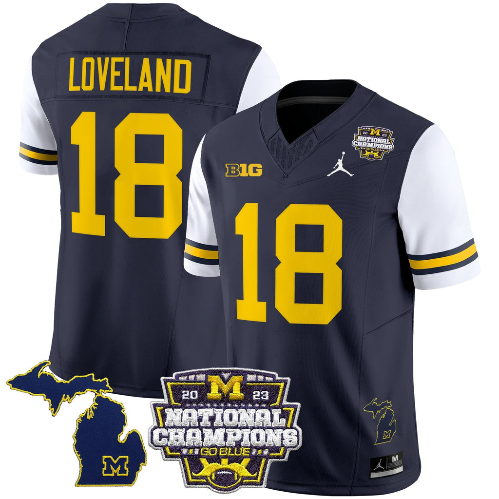 Men's Michigan Wolverines 2023 National Champions Patch Vapor Jersey V6 - All Stitched