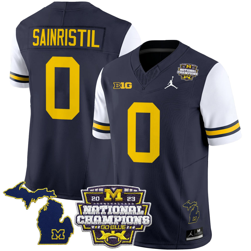Men's Michigan Wolverines 2023 National Champions Patch Vapor Jersey V6 - All Stitched