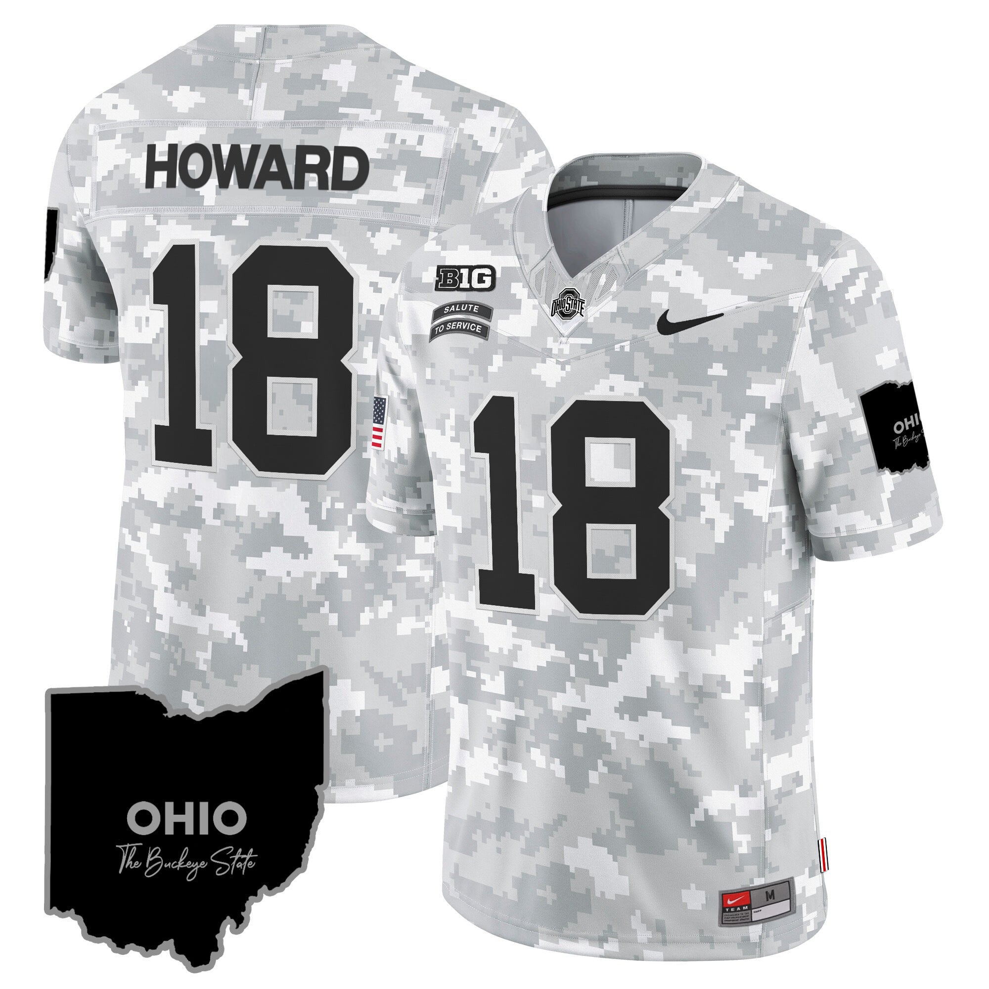 Ohio State Buckeyes 2024 Salute to Service Vapor Limited Jersey - Arctic Camo - All Stitched
