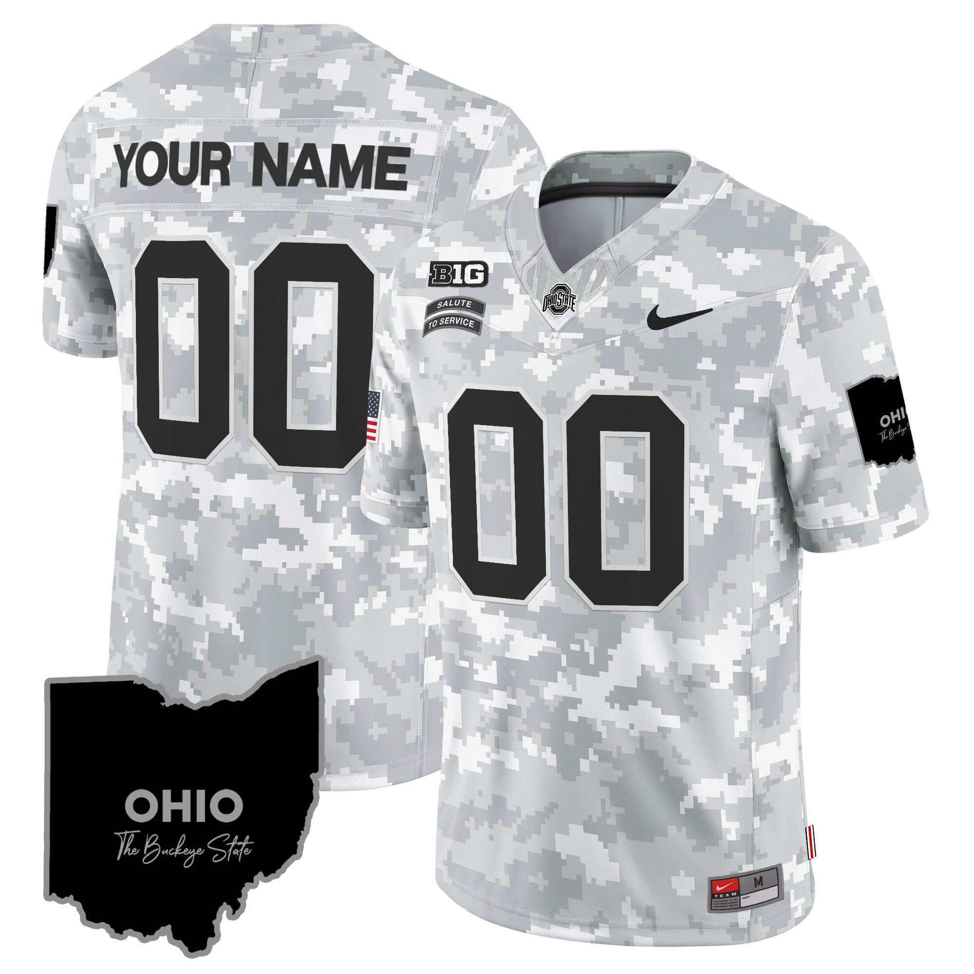 Ohio State Buckeyes 2024 Salute to Service Vapor Limited Custom Jersey - Arctic Camo - All Stitched