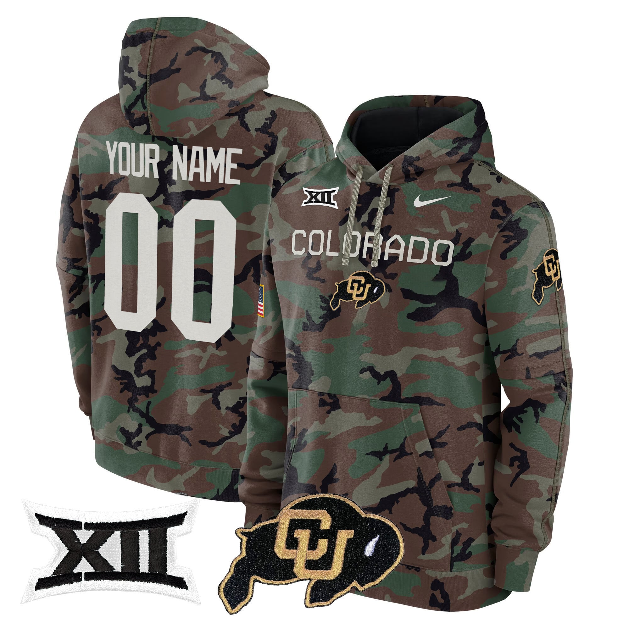 Colorado Buffaloes 2024 Military Custom Fleece Pullover Hoodie