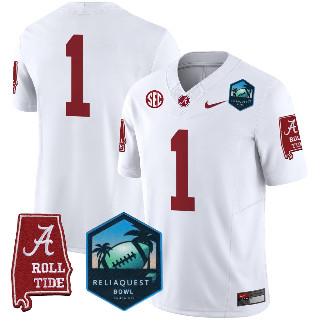 Men's Alabama Crimson Tide 2025 ReliaQuest Bowl Patch Vapor Limited Jersey - All Stitched