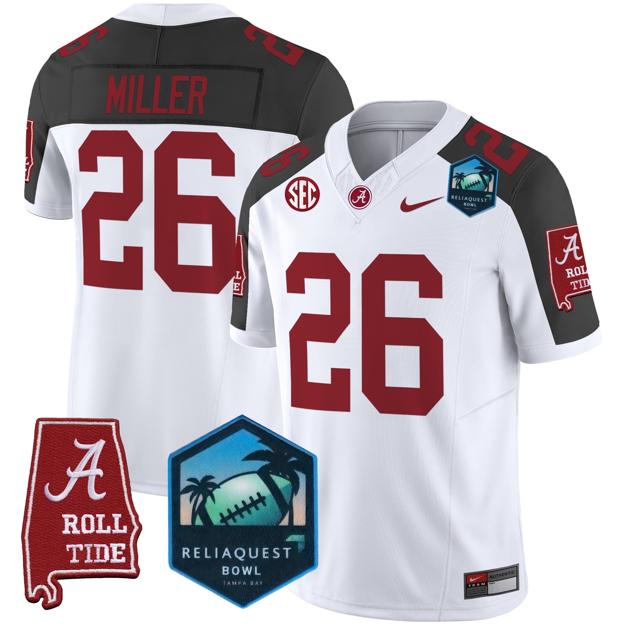Men's Alabama Crimson Tide 2025 ReliaQuest Bowl Patch Vapor Limited Jersey - All Stitched