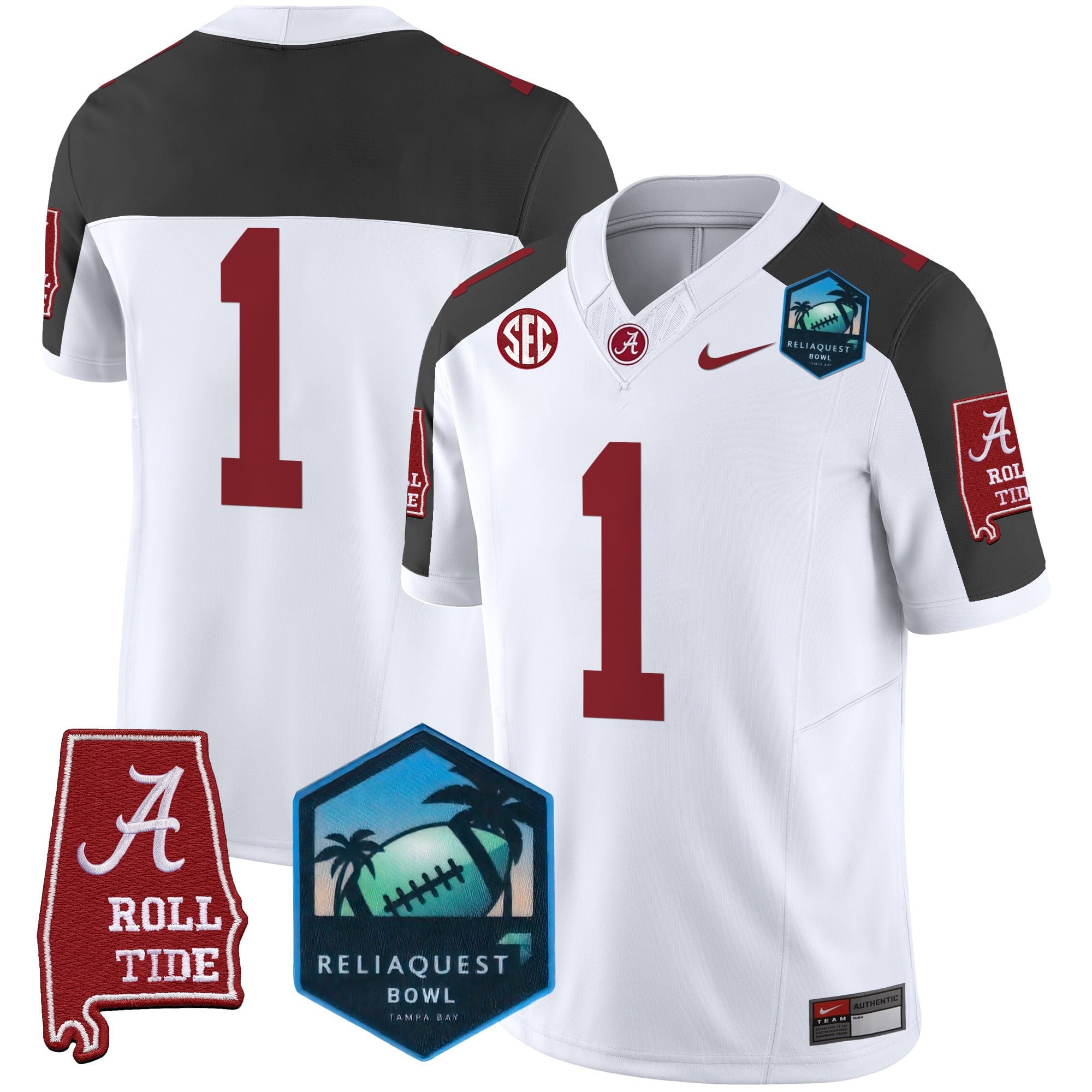 Men's Alabama Crimson Tide 2025 ReliaQuest Bowl Patch Vapor Limited Jersey - All Stitched