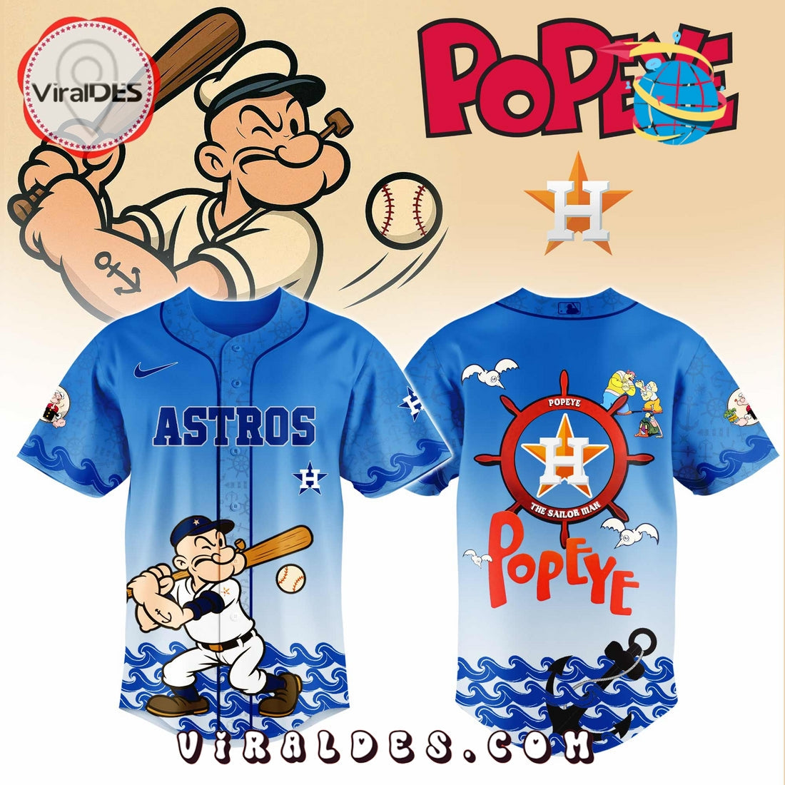 Houston Astros MLB x Popeye Baseball Jersey