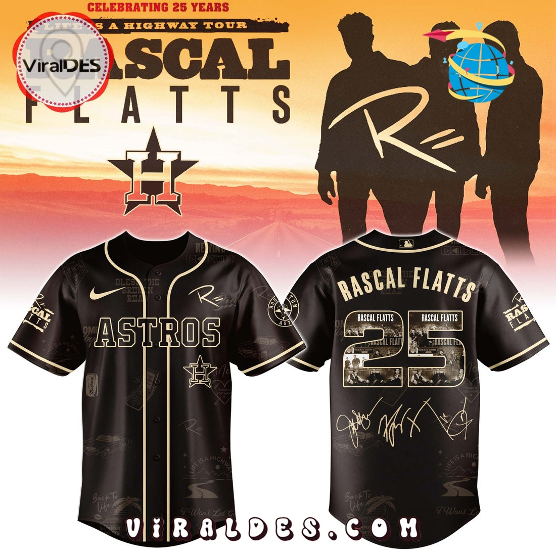 Houston Astros MLB x Rascal Flatts Life Is a Highway Tour Jersey