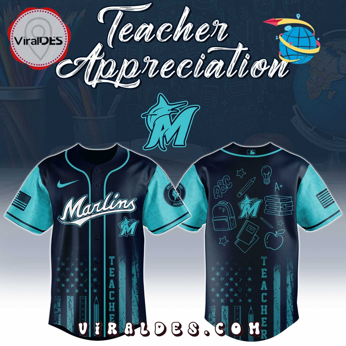 Miami Marlins MLB x Teacher Appreciation Day Baseball Jersey