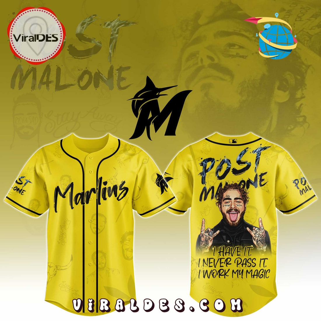 Miami Marlins x Post Malone Tour Baseball Jersey