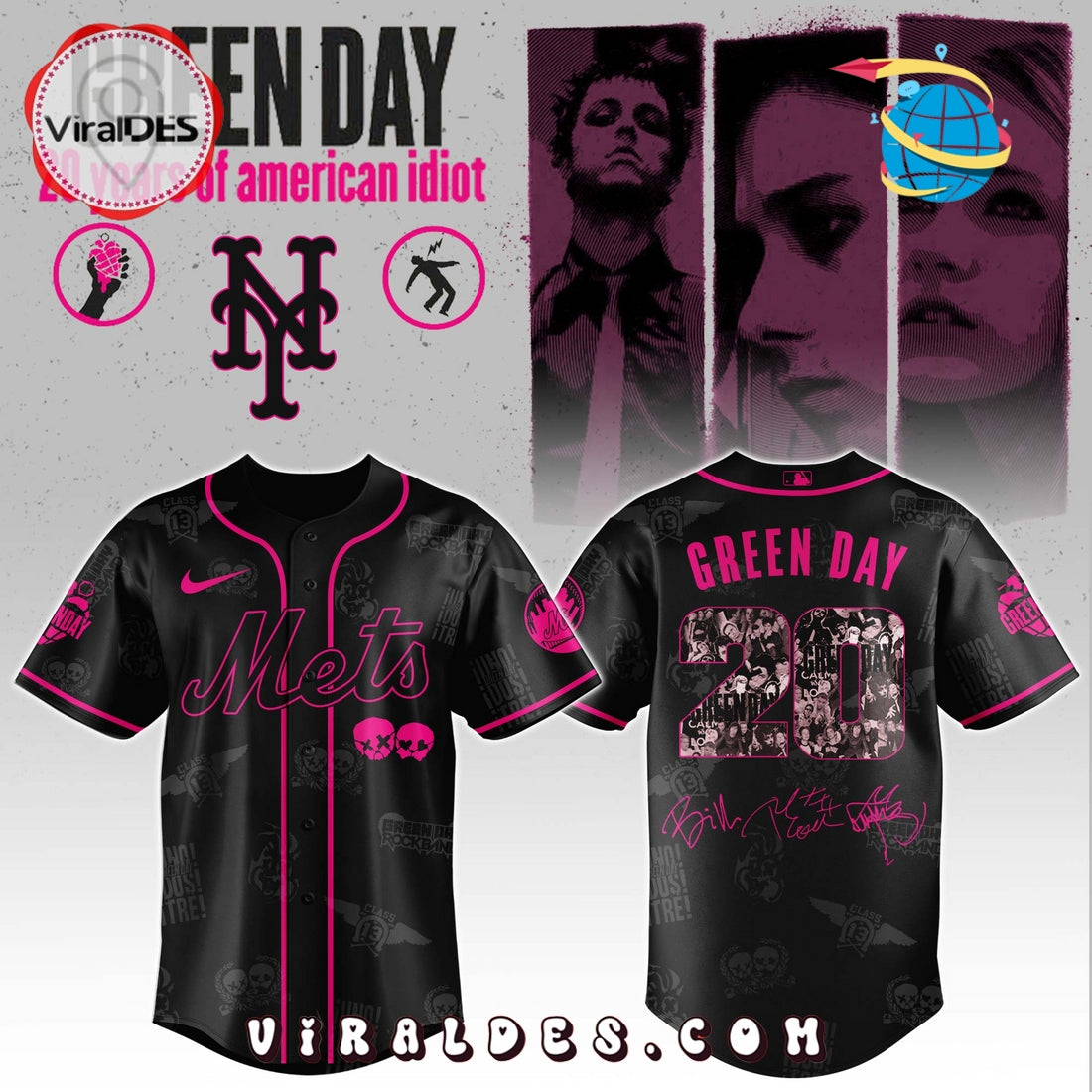 New York Mets MLB x Green Day 20th Anniversary Baseball Jersey