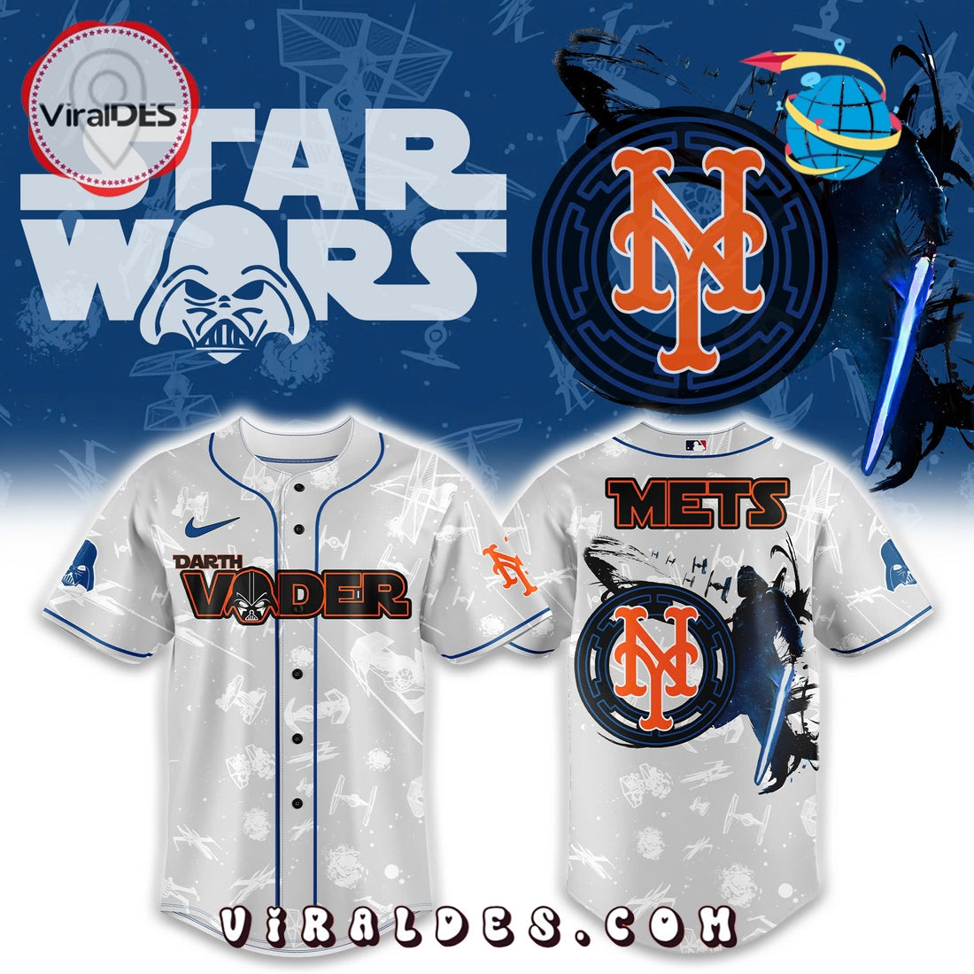 New York Mets x Star Wars Night MLB Baseball Jersey