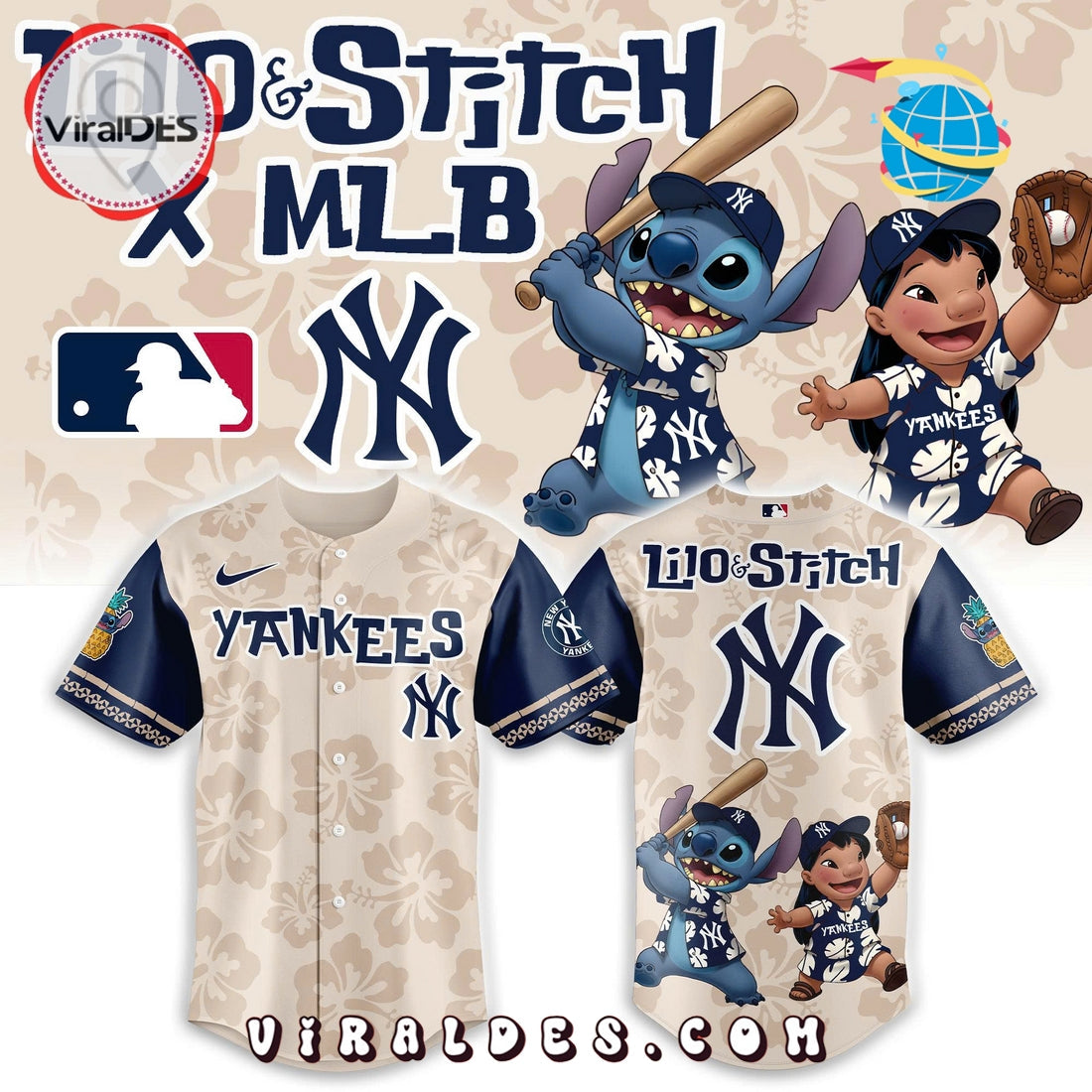 New York Yankees x Lilo & Stitch Baseball Jersey