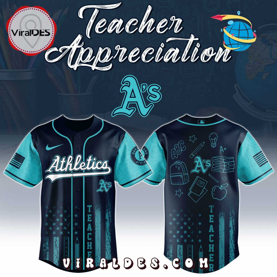 Oakland Athletics MLB x Teacher Appreciation Day Baseball Jersey