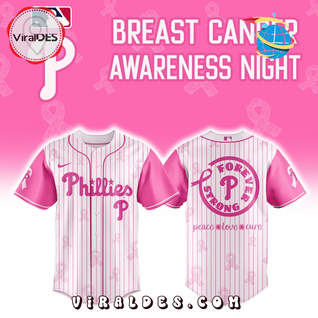 Philadelphia Phillies Cancer Awareness Day Baseball Jersey