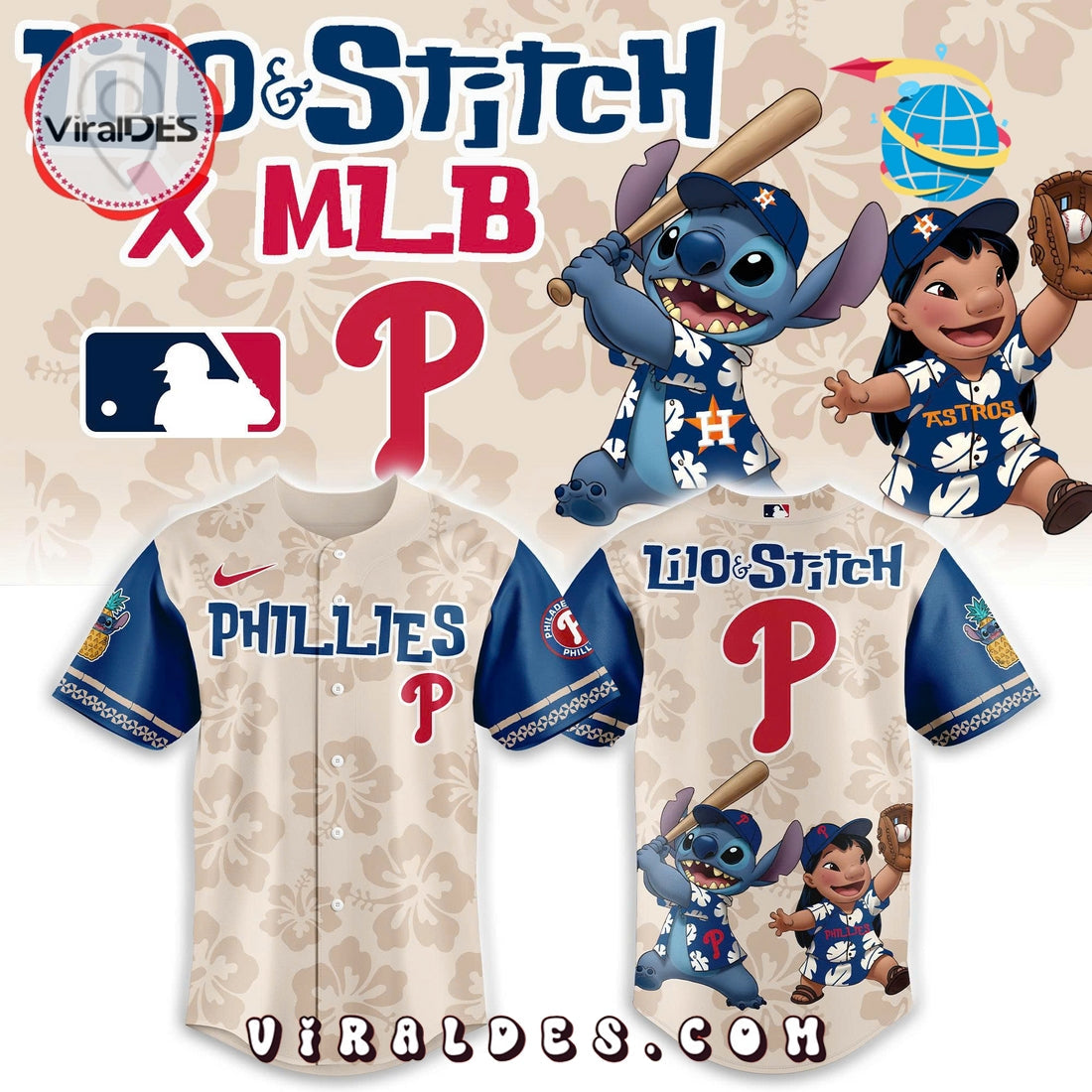 Philadelphia Phillies x Lilo & Stitch Baseball Jersey