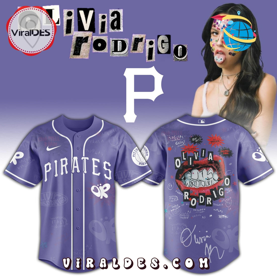 Pittsburgh Pirates MLB x Olivia Rodrigo Guts World Tour Jersey