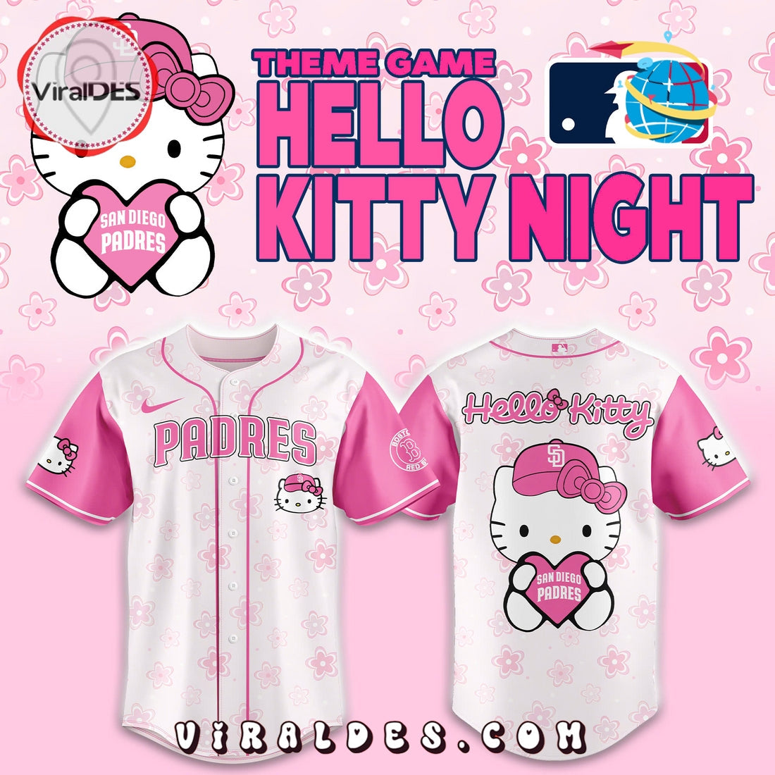 San Diego Padres x Hello Kitty Pink Baseball Jersey