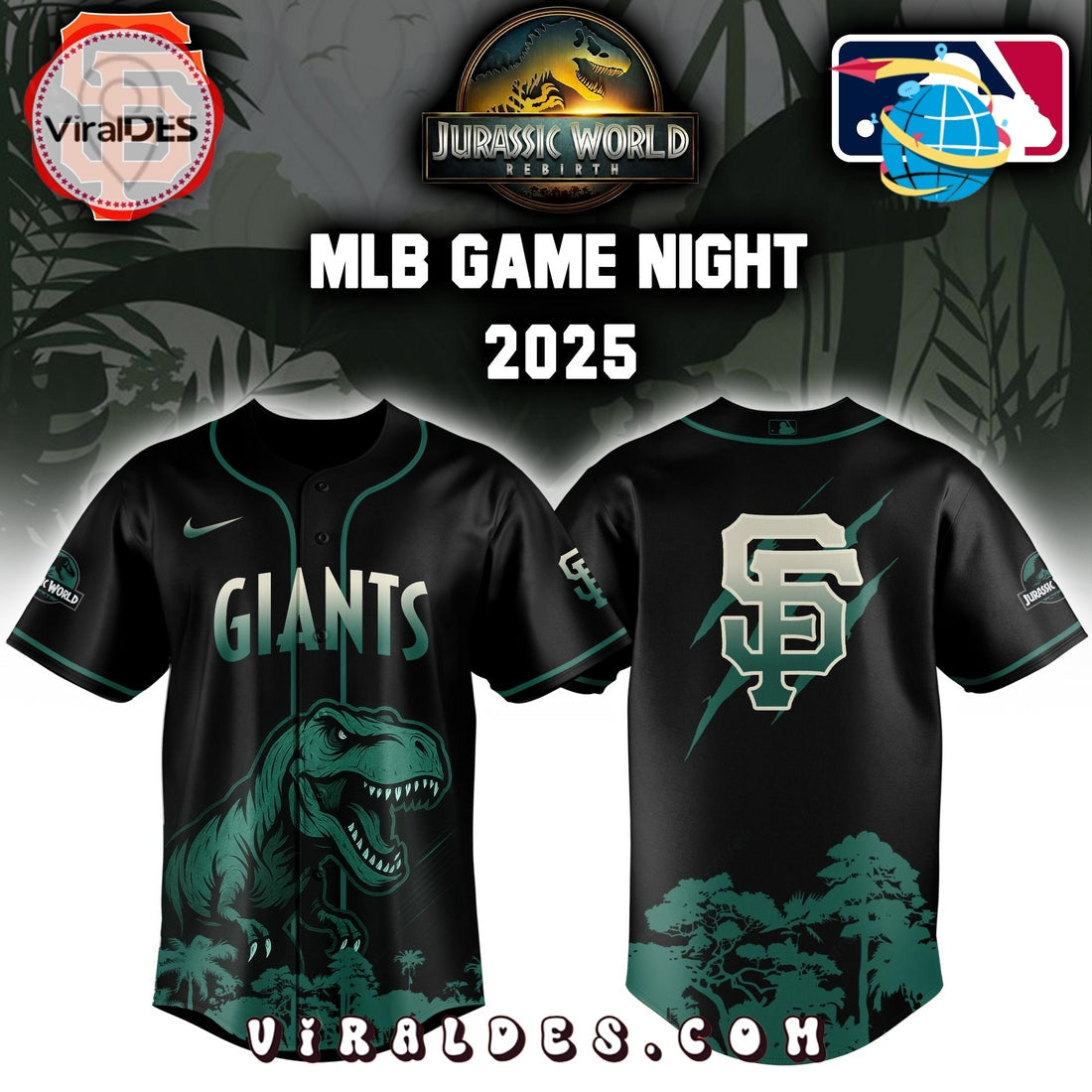 San Francisco Giants x Jurassic World Baseball Jersey