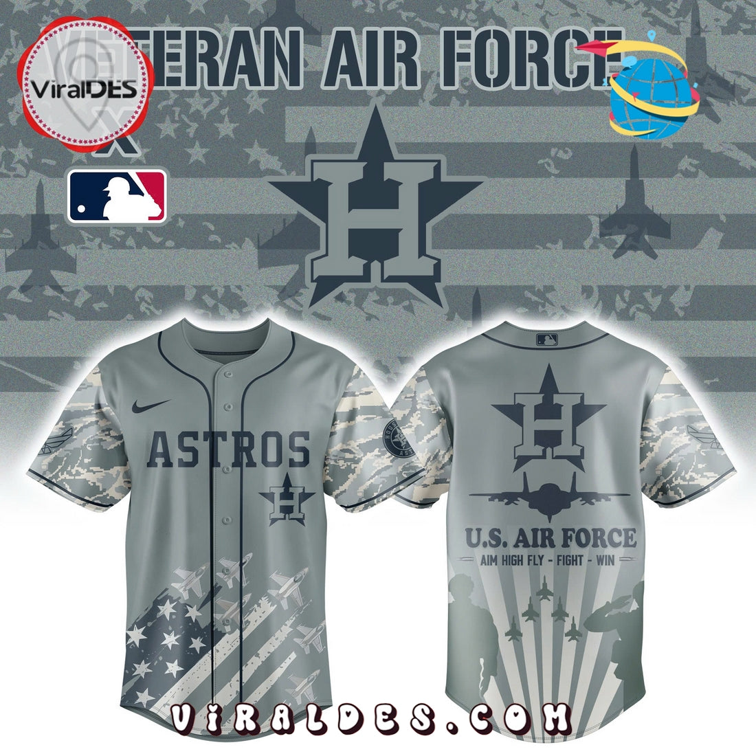 Veteran U.S Air Force x Houston Astros Baseball Jersey