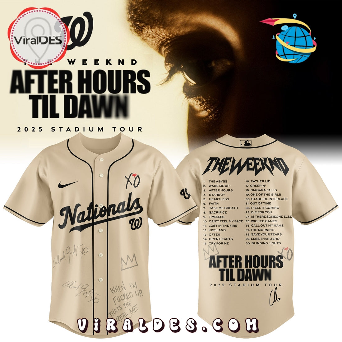 Washington Nationals x The Weeknd After Hours Til Dawn Baseball Jersey